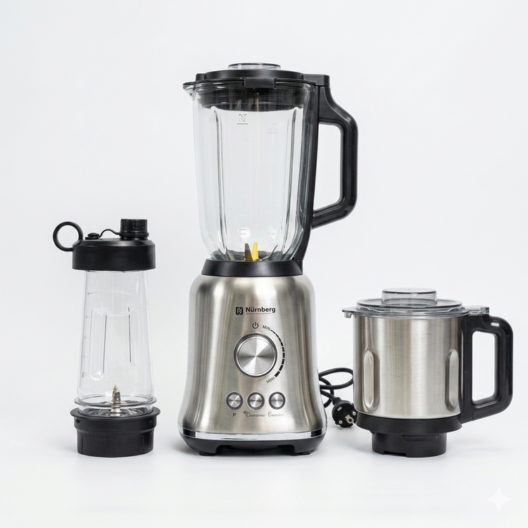 مخلوط کن ۳ کاره نورنبرگ مدل BNG-434SR با ظرفیت۱.۵ لیتر و کاسه شیشه ای