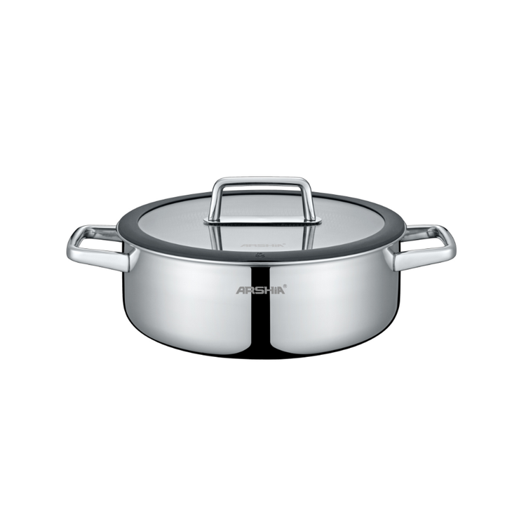 ماهیتابه دو دسته کف لیزری 28سانت عرشیا مدلSS050-3341