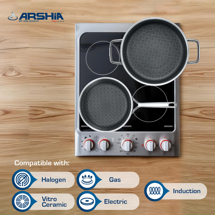 ماهیتابه دو دسته کف لیزری 28سانت عرشیا مدلSS050-3341